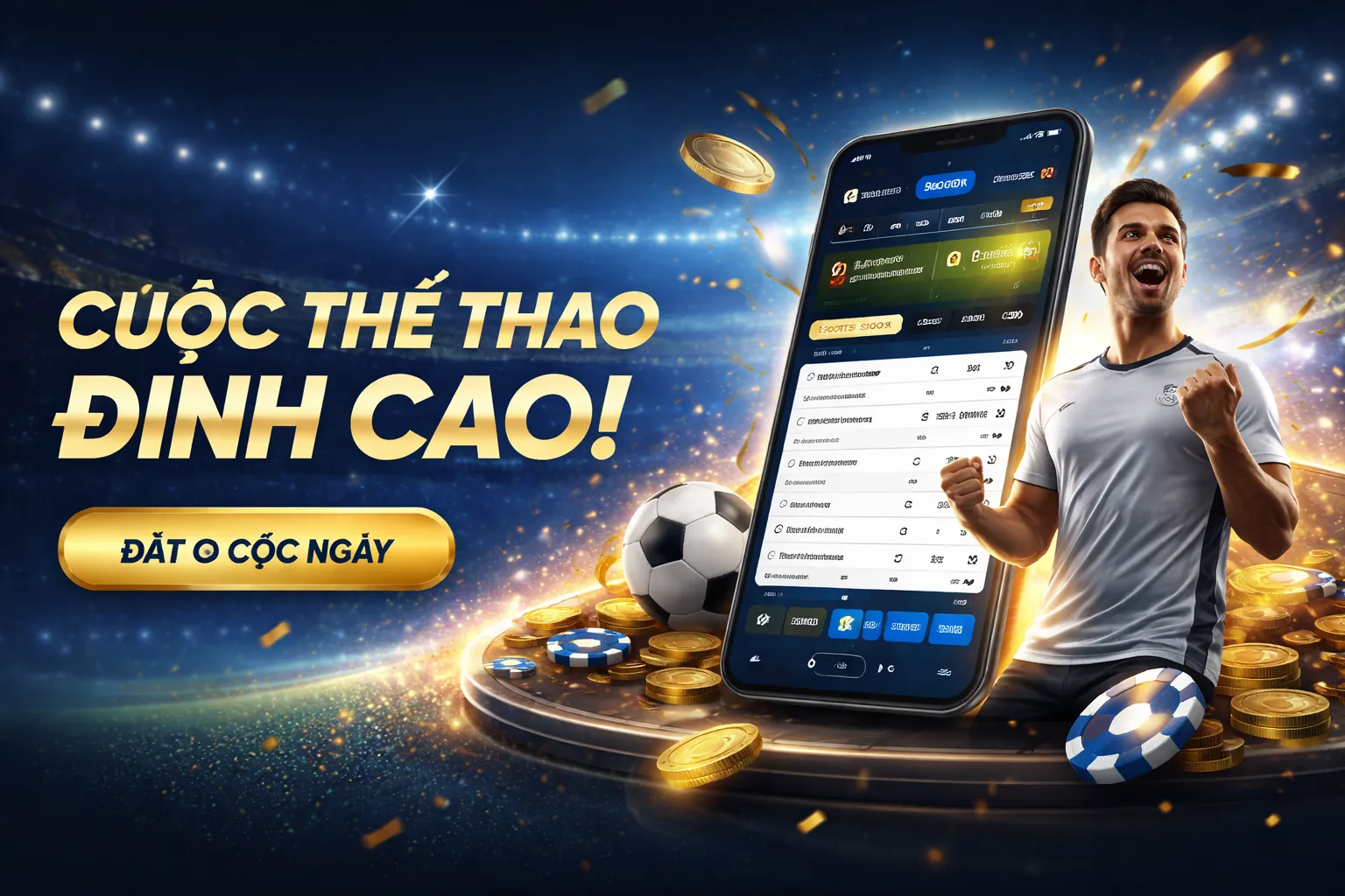 Sân vận động bóng đá với khán giả đang cổ vũ và logo fbc8